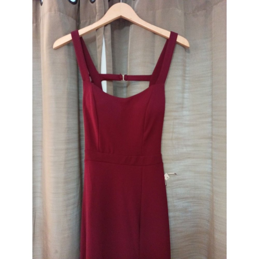 Nwt Women's B. Darlin Mermaid Maxi Formal Elegant Maroon Dress W/Slit Size 7/8 - Picture 4 of 11